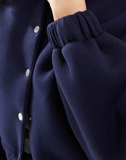 ASOS DESIGN – Granatowa kurtka bomberka z materiału typu nurek, 2 z 4