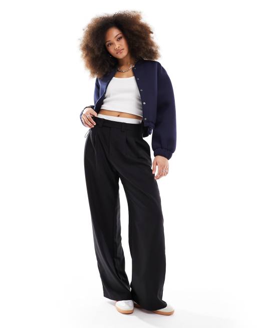 ASOS DESIGN – Granatowa kurtka bomberka z materiału typu nurek, 3 z 4