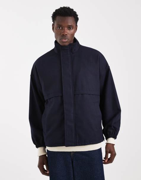 ASOS DESIGN – Granatowa kurtka dresowa z domieszką wełny - view 1