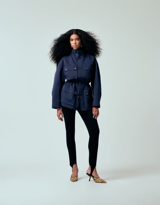 ASOS DESIGN – Granatowa kurtka w stylu roboczym, z wysoką stójką, 3 z 4