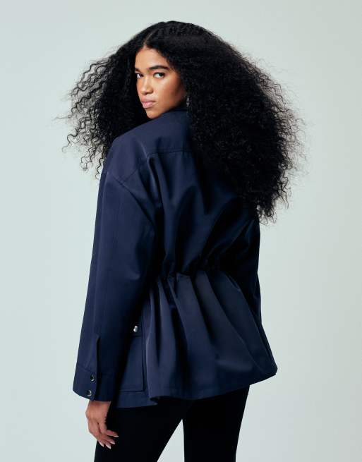 ASOS DESIGN – Granatowa kurtka w stylu roboczym, z wysoką stójką, 4 z 4