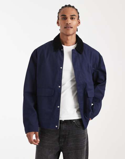 ASOS DESIGN – Granatowa kurtka z kontrastowym kołnierzem - view 1
