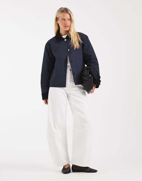 ASOS DESIGN – Granatowa kurtka z kontrastowym sztruksowym kołnierzem - view 1