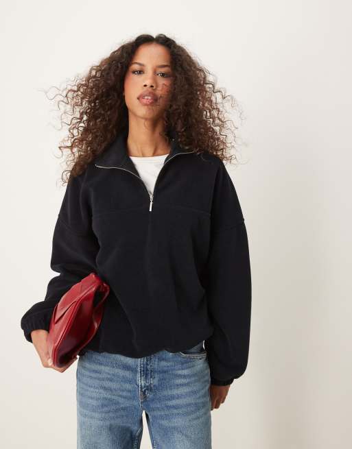 ASOS DESIGN – Granatowa kurtka z polaru z zamkiem pod szyją