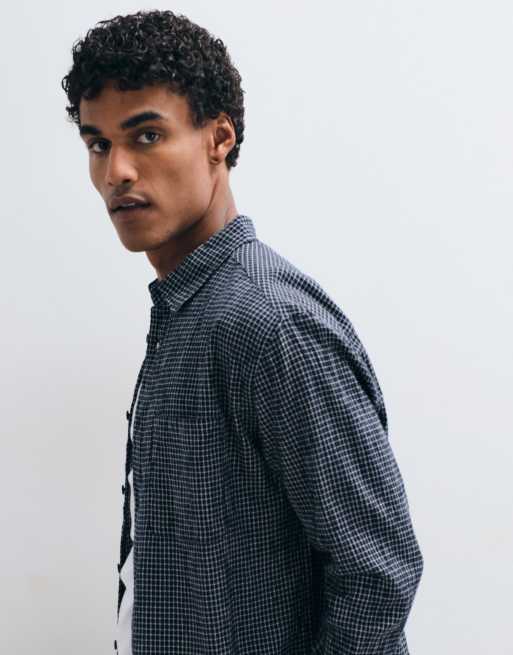 ASOS DESIGN – Granatowa luźna koszula w drobną kratę, 3 z 5