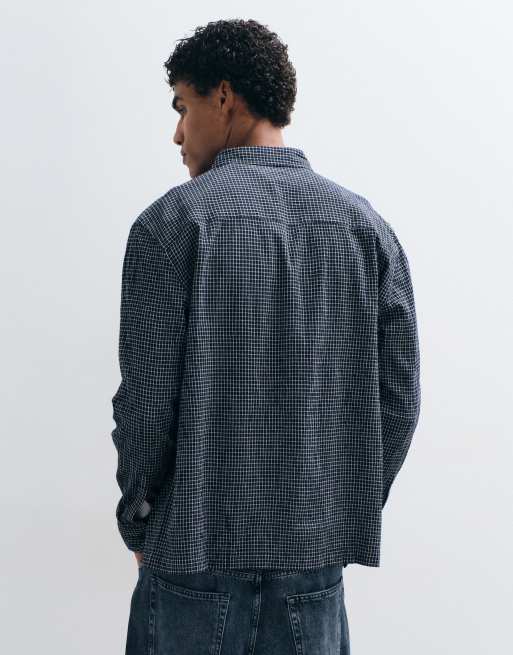 ASOS DESIGN – Granatowa luźna koszula w drobną kratę, 5 z 5