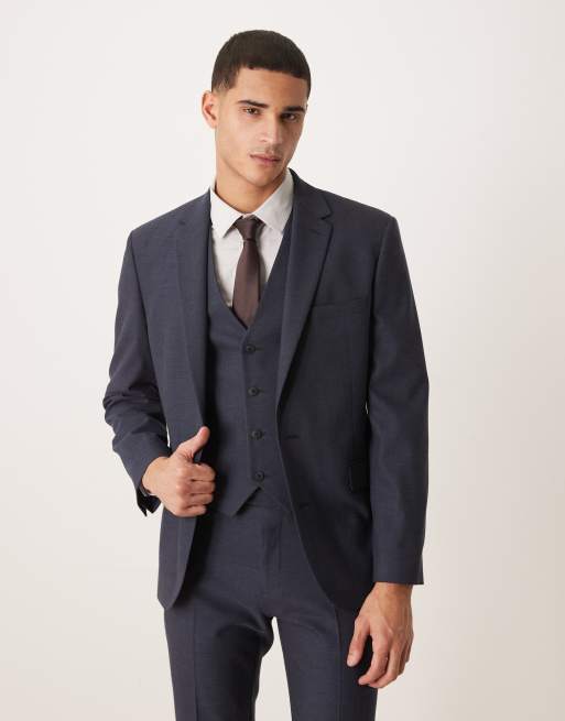 ASOS DESIGN – Granatowy zestaw garniturowy o dopasowanym kroju z drobną fakturą, 4 z 4