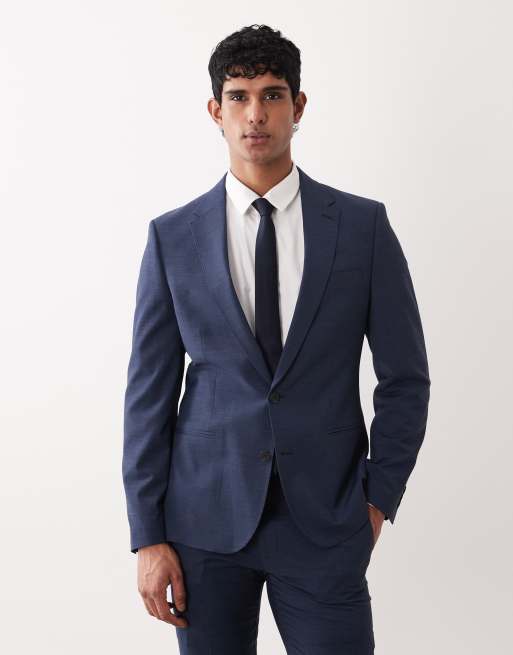 ASOS DESIGN – Granatowy garnitur o obcisłym kroju z domieszką wełną do prania w pralce, 2 z 3