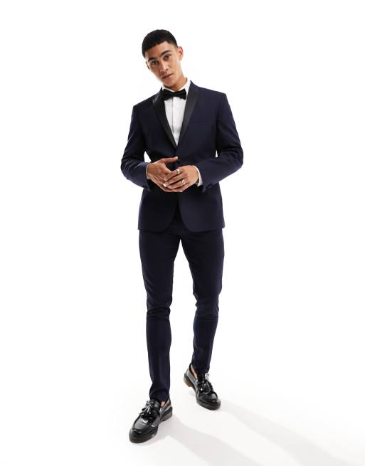 ASOS DESIGN – Granatowa marynarka smokingowa o obcisłym kroju, 3 z 5