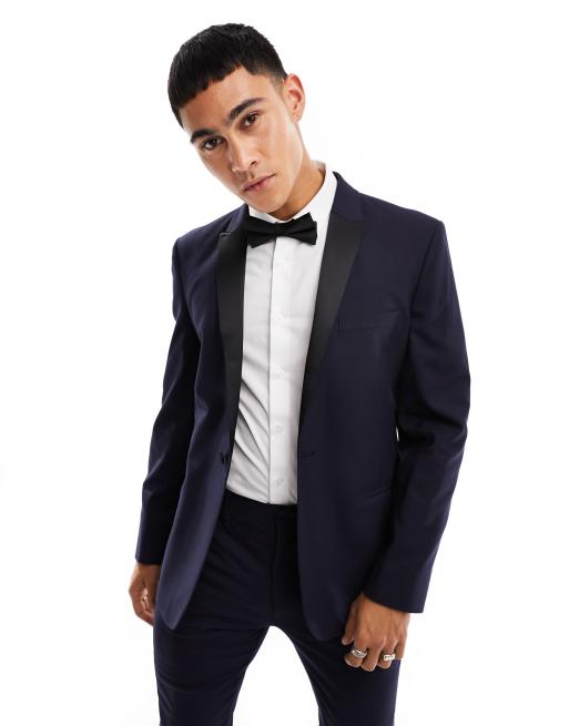 ASOS DESIGN – Granatowa marynarka smokingowa o obcisłym kroju, 4 z 5