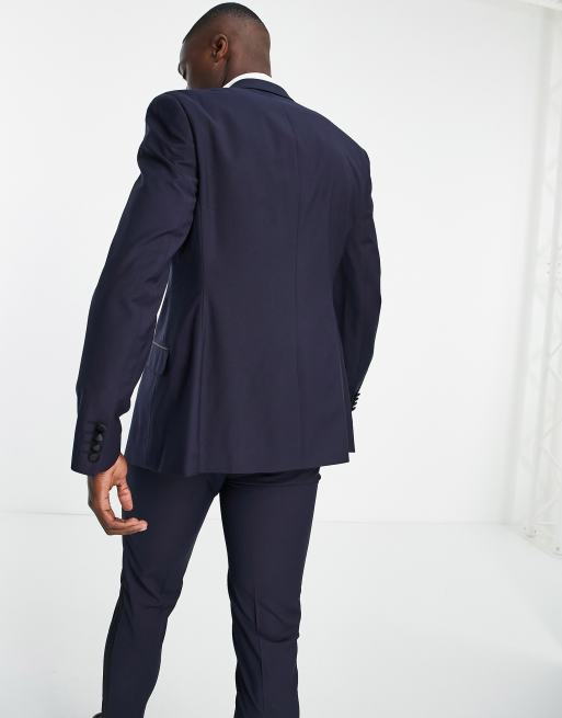 ASOS DESIGN – Granatowa marynarka smokingowa o obcisłym kroju, 4 z 4
