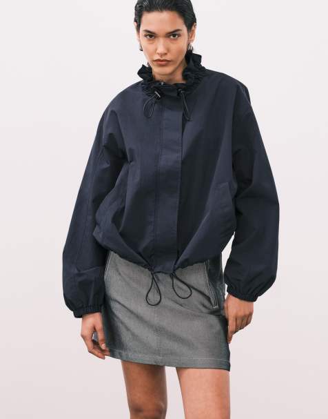 ASOS DESIGN – Granatowa nylonowa kurtka sportowa o fasonie typu bombka - view 1