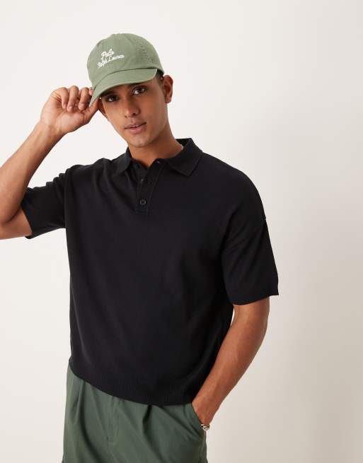 ASOS DESIGN – Granatowa pudełkowa koszulka dzianinowa polo o luźnym kroju
