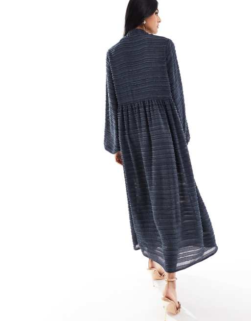 ASOS DESIGN – Granatowa puszysta sukienka midi, 4 z 4