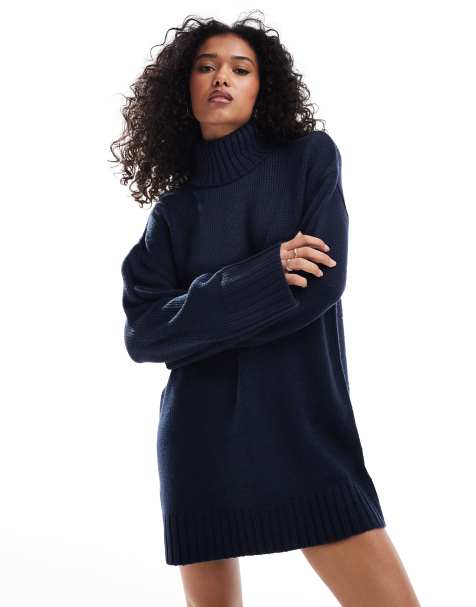 ASOS DESIGN – Granatowa sukienka mini z golfem - view 1