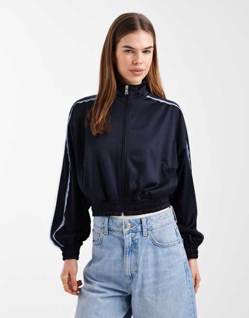 ASOS DESIGN – Granatowy trykotowy dres z koronkowym wykończeniem, 3 z 3