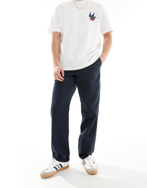 ASOS DESIGN – Granatowe chinosy baggy - view 1