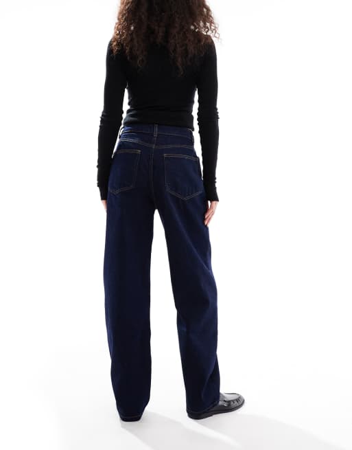 ASOS DESIGN – Granatowe dopasowane jeansy barrel, 3 z 5