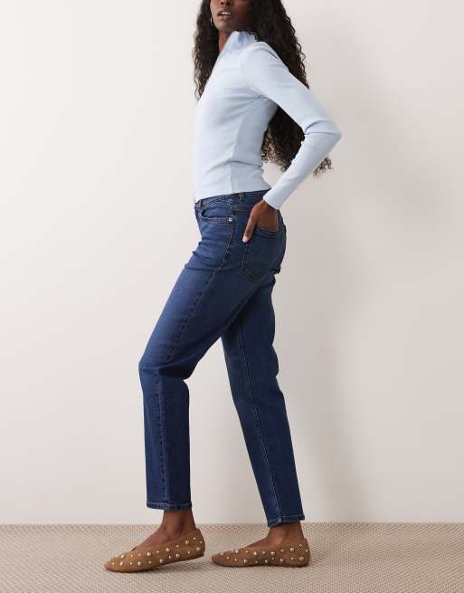 ASOS DESIGN – Granatowe, dopasowane jeansy mom fit , 2 z 5