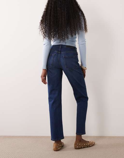 ASOS DESIGN – Granatowe, dopasowane jeansy mom fit , 3 z 5