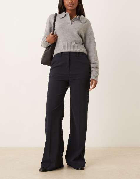 ASOS DESIGN tailored snatch flare trouser in navy