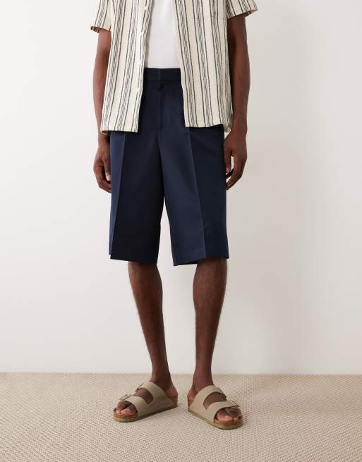 ASOS DESIGN – Granatowe dopasowane szorty bermudy oversize z zakładkami, 2 z 5