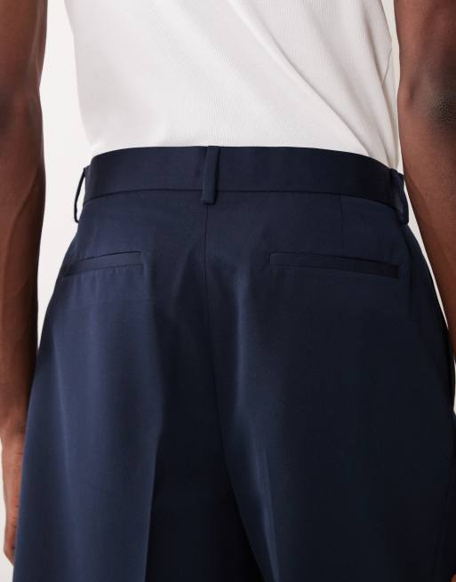 ASOS DESIGN – Granatowe dopasowane szorty bermudy oversize z zakładkami, 5 z 5