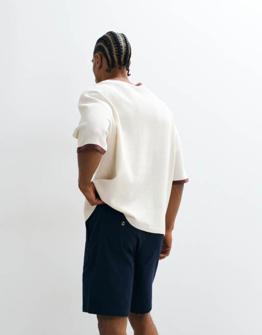 ASOS DESIGN – Granatowe dopasowane szorty chinosy, 2 z 7