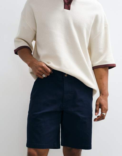 ASOS DESIGN – Granatowe dopasowane szorty chinosy, 3 z 7