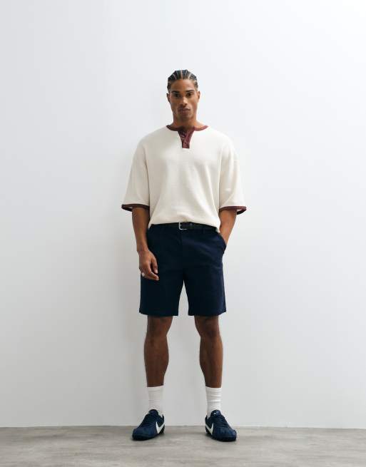 ASOS DESIGN – Granatowe dopasowane szorty chinosy, 4 z 7