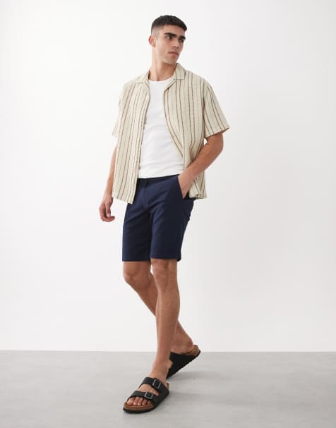 ASOS DESIGN – Granatowe dopasowane szorty chinosy - view 1