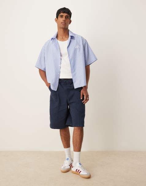 ASOS DESIGN long length pull on cargo shorts in navy