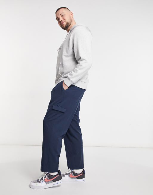 ASOS DESIGN – Granatowe eleganckie bojówki oversize o zwężanym kroju, 4 z 4