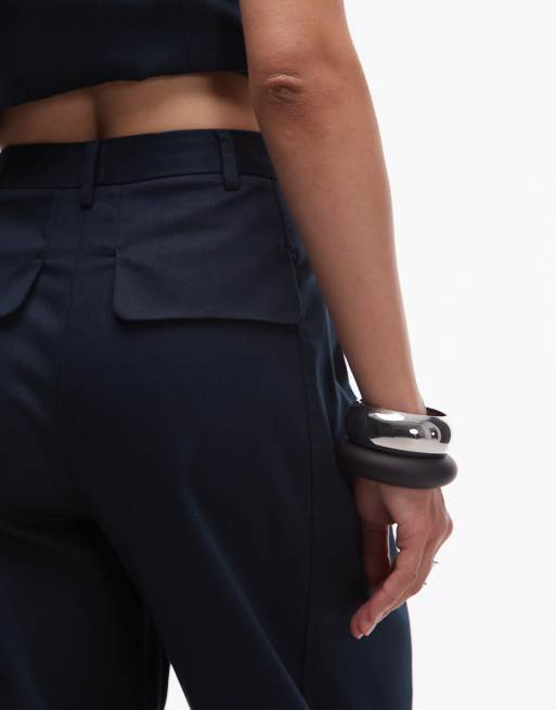ASOS DESIGN – Granatowe eleganckie spodnie barrel, część zestawu, 3 z 5