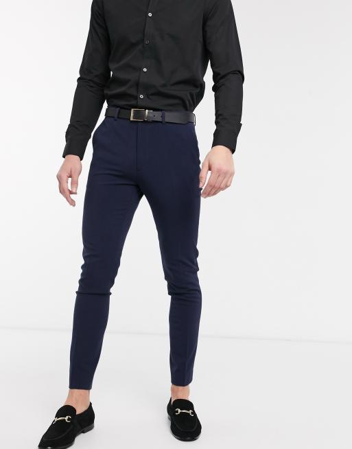 ASOS DESIGN granatowe eleganckie spodnie o bardzo obcisłym kroju