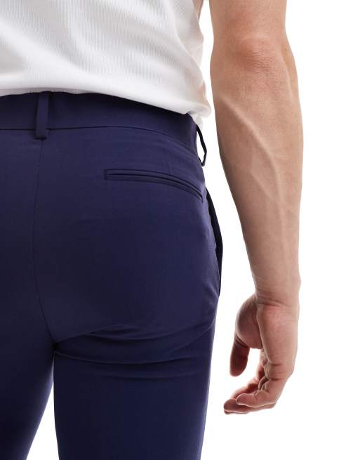ASOS DESIGN – Granatowe eleganckie spodnie o bardzo obcisłym kroju, 4 z 5