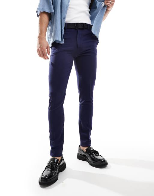 ASOS DESIGN – Granatowe eleganckie spodnie o bardzo obcisłym kroju, 5 z 5