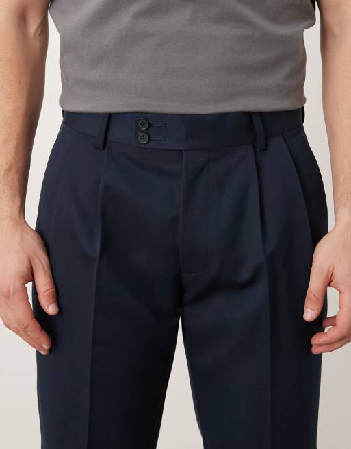 ASOS DESIGN – Granatowe eleganckie spodnie o dopasowanym kroju, 4 z 5