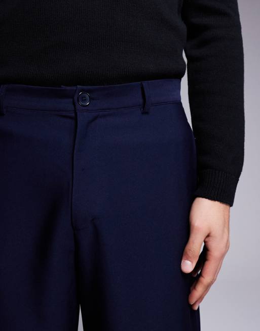 ASOS DESIGN – Granatowe eleganckie spodnie o szerokim kroju , 5 z 5