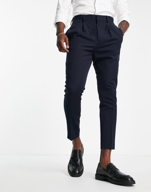 ASOS DESIGN – Granatowe eleganckie spodnie o zwężanym kroju