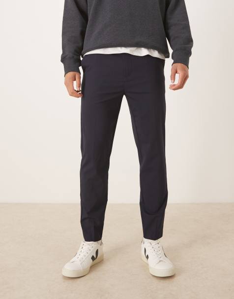 ASOS DESIGN smart tapered trousers in navy