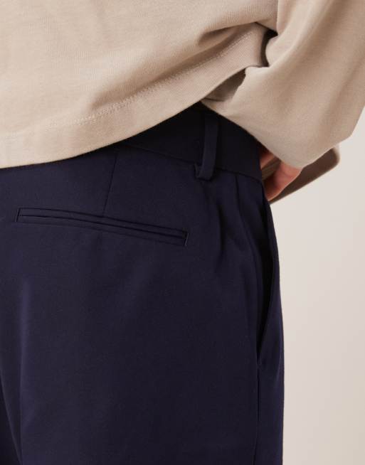ASOS DESIGN – Granatowe eleganckie spodnie oversize o zwężanym kroju, 4 z 5