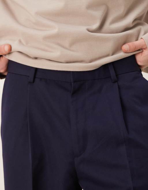 ASOS DESIGN – Granatowe eleganckie spodnie oversize o zwężanym kroju, 5 z 5