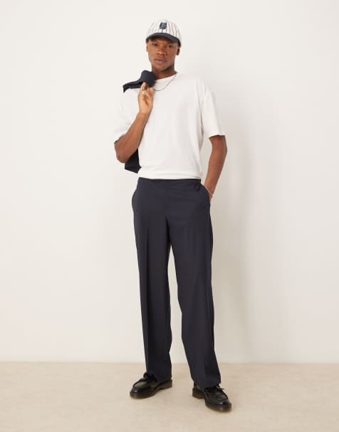 ASOS DESIGN – Granatowe eleganckie spodnie z szerokimi nogawkami, część zestawu - view 1