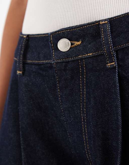 ASOS DESIGN – Granatowe jeansowe jortsy horseshoe, 3 z 5