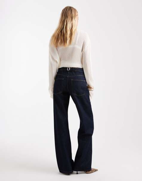 ASOS DESIGN baggy jeans with cinch back in raw denim wash 