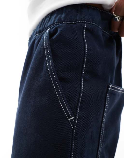 ASOS DESIGN – Granatowe jeansy super baggy z elastyczną talią, 4 z 5