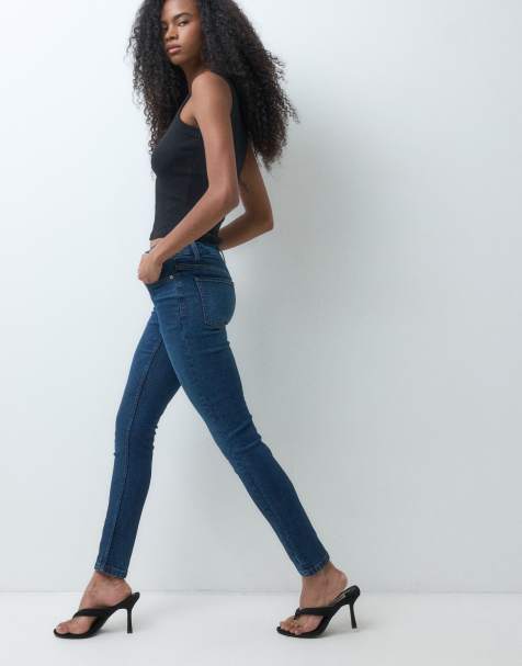 ASOS DESIGN – Granatowe lekko sprane jeansy o obcisłym kroju - view 1