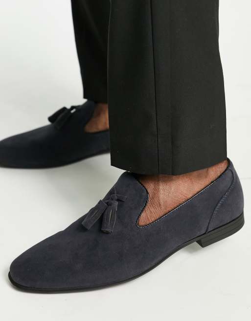 ASOS DESIGN – Granatowe loafersy z imitacji zamszu