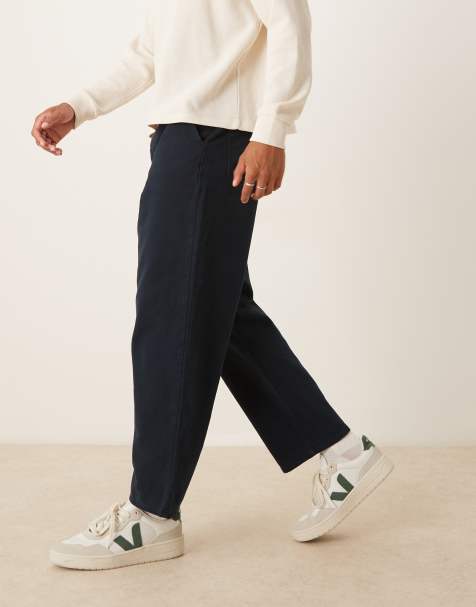 ASOS DESIGN relaxed tapered trousers in navy